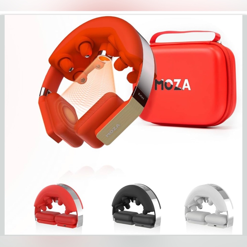 MOZA Neck Massager with Heat for Pain Relief Deep Tissue, Cordless Electric Red